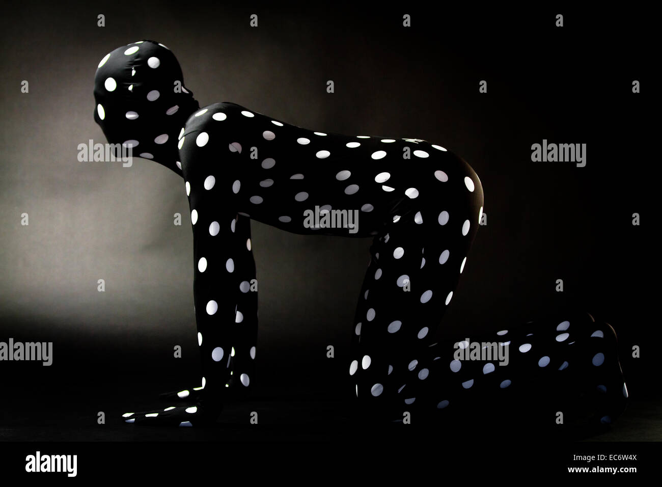 Anonimo persona in Morphsuitcostume Foto Stock