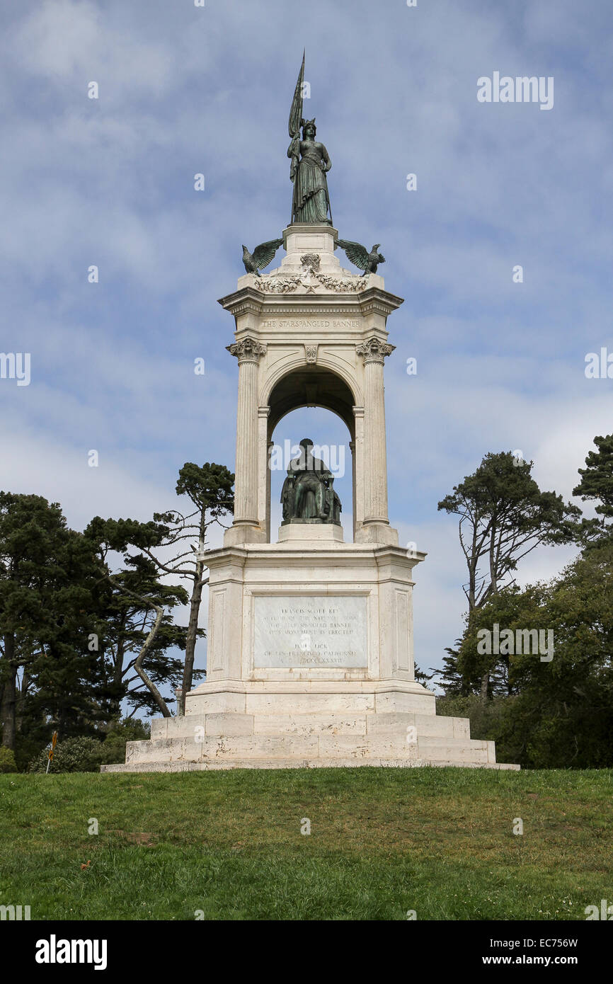 Francis Scott Key monumento, Music Concourse, il Golden Gate Park di San Francisco, California Foto Stock