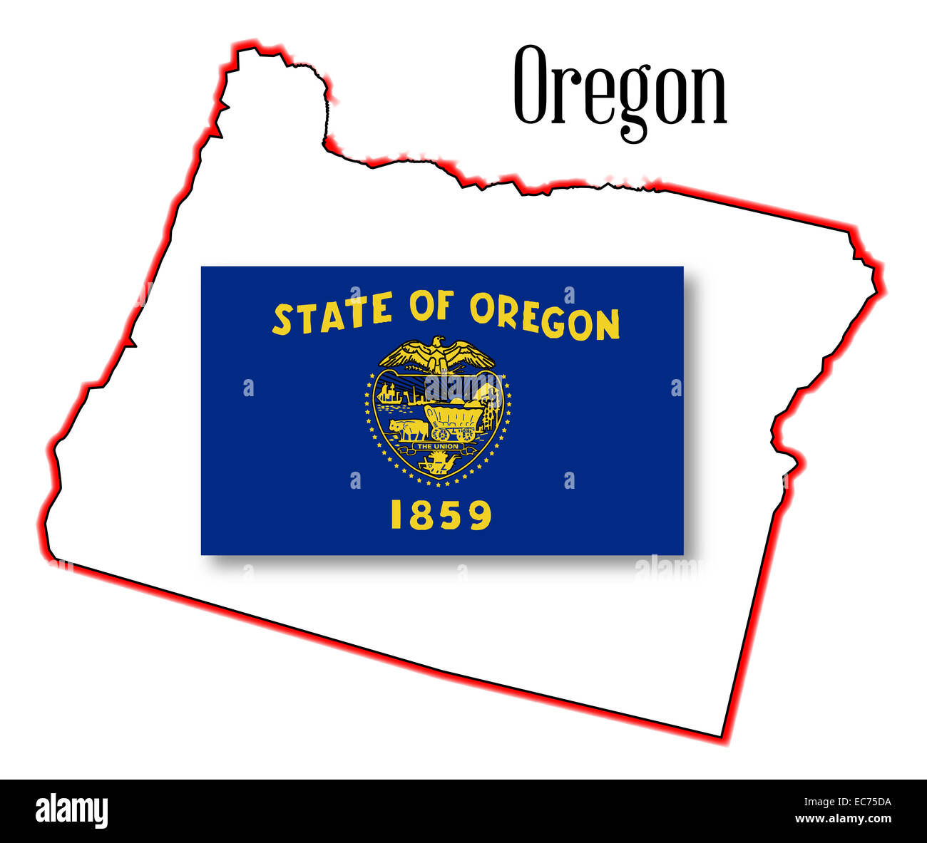 Profilo del membro di Oregon isolato con bandiera inset Foto Stock