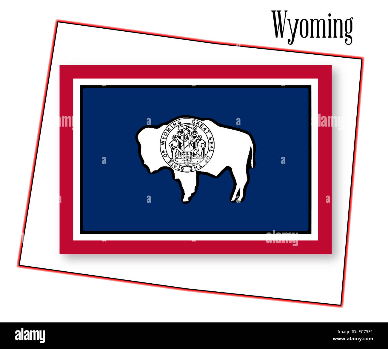 Profilo di stato del Wyoming isolato con bandiera inset Foto Stock