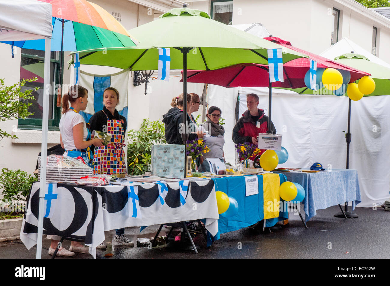 Scandinavian Christmas Bazaar messa in scena presso la Chiesa svedese a Melbourne, Australia. Foto Stock