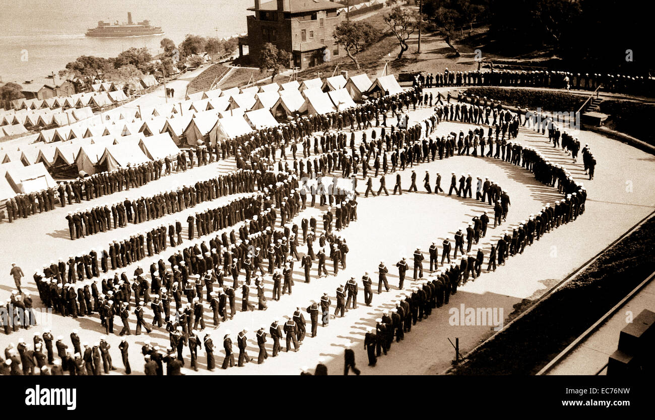 Pasticcio formazione, detenzione caserma, Naval Training Station, San Francisco, Cal. Ca. 1918. Foto Stock