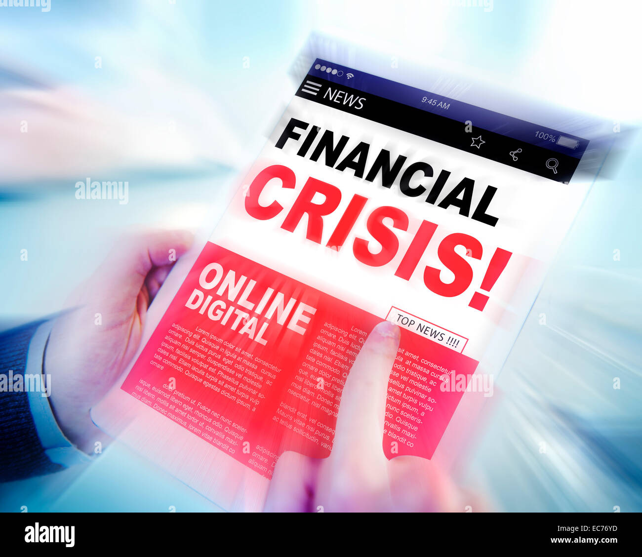Digital Online News Headline crisi finanziaria nozione Foto Stock