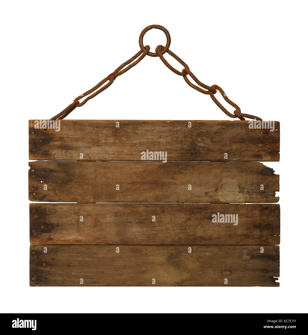 Cartello in legno appeso alla catena con copia spazio isolato su sfondo  bianco Foto stock - Alamy