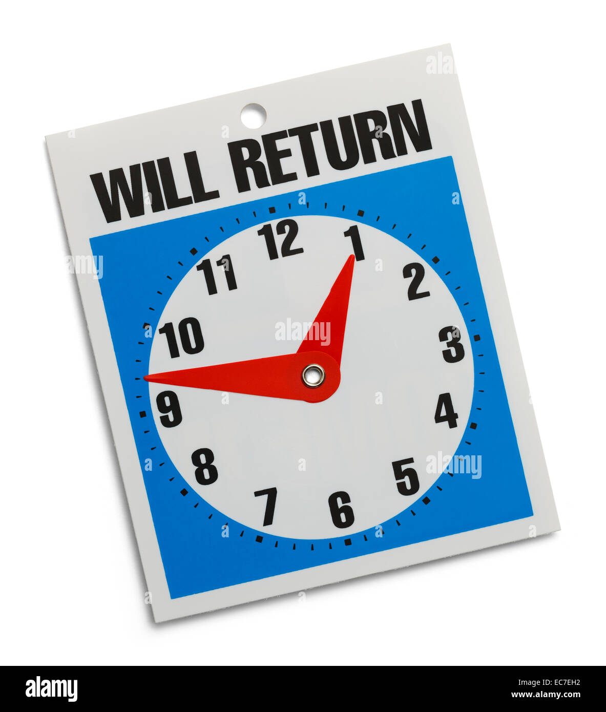 Blue sarà segno di ritorno isolato su sfondo bianco. Foto Stock