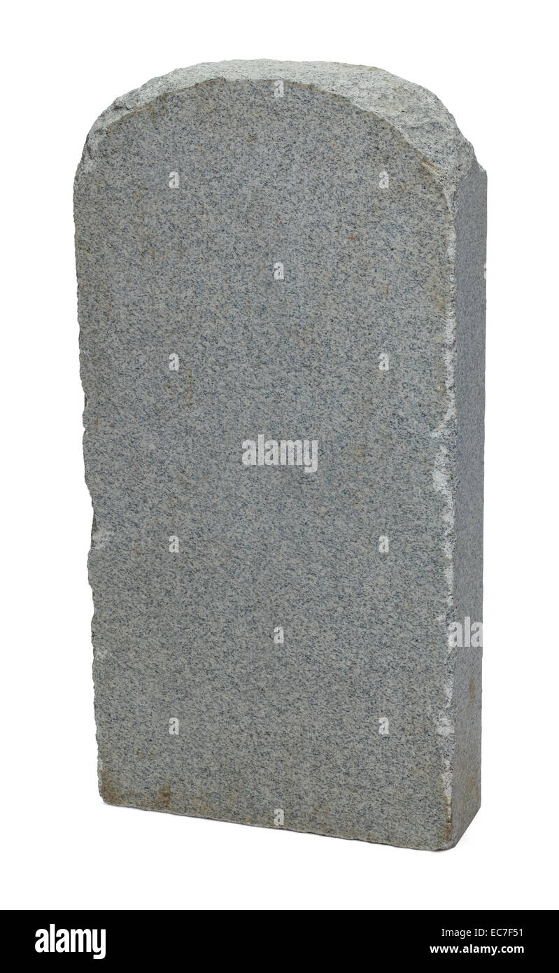 Roccia grigio pietra tomba con copia spazio isolato su sfondo bianco. Foto Stock