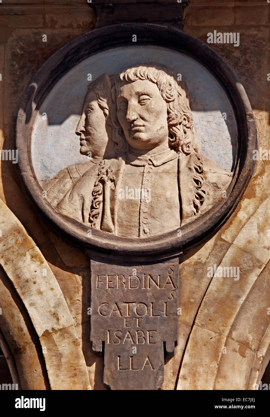 Ferdinando il Cattolico 1452-1516 e 1451-1504 Isabella la Cattolica re spagnolo Royal Spagna ( Plaza Mayor Salamanca ) Foto Stock