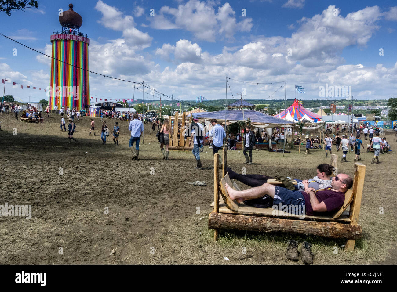 Il festival di Glastonbury nel Somerset, Inghilterra. Foto Stock