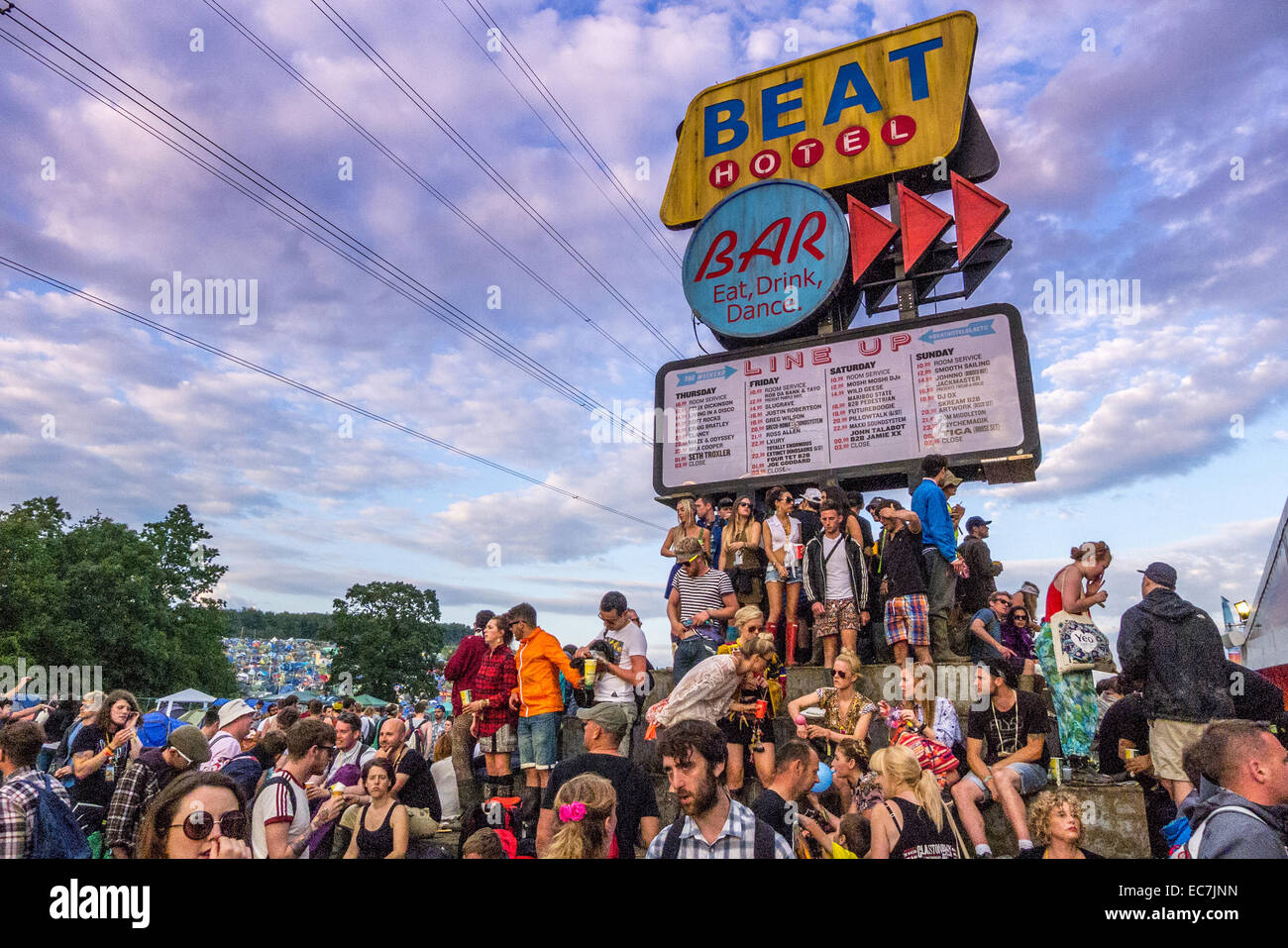 Il festival di Glastonbury nel Somerset, Inghilterra. Foto Stock
