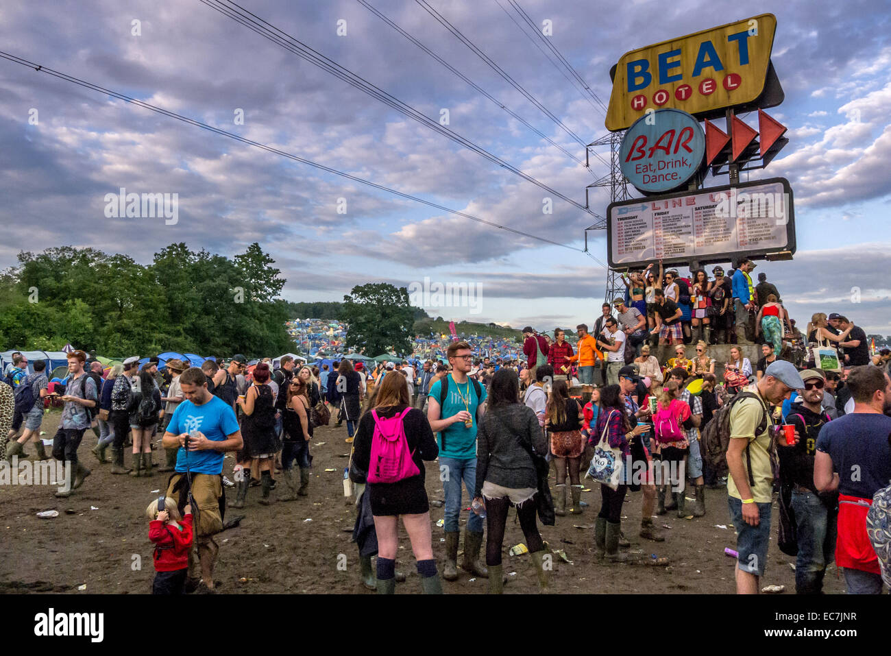 Il festival di Glastonbury nel Somerset, Inghilterra. Foto Stock