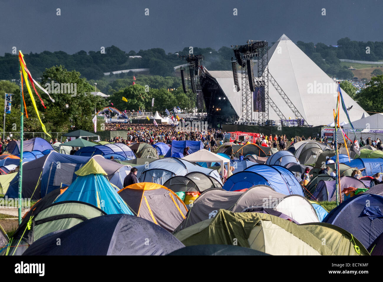 La fase della piramide presso il festival di Glastonbury nel Somerset, Inghilterra. Foto Stock