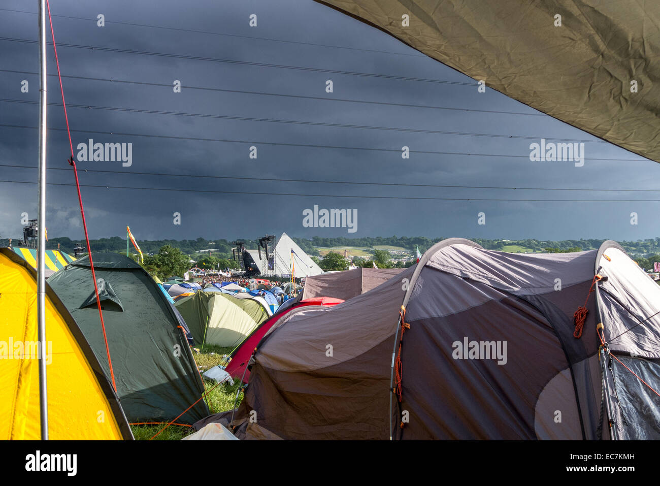 La fase della piramide presso il festival di Glastonbury nel Somerset, Inghilterra. Foto Stock