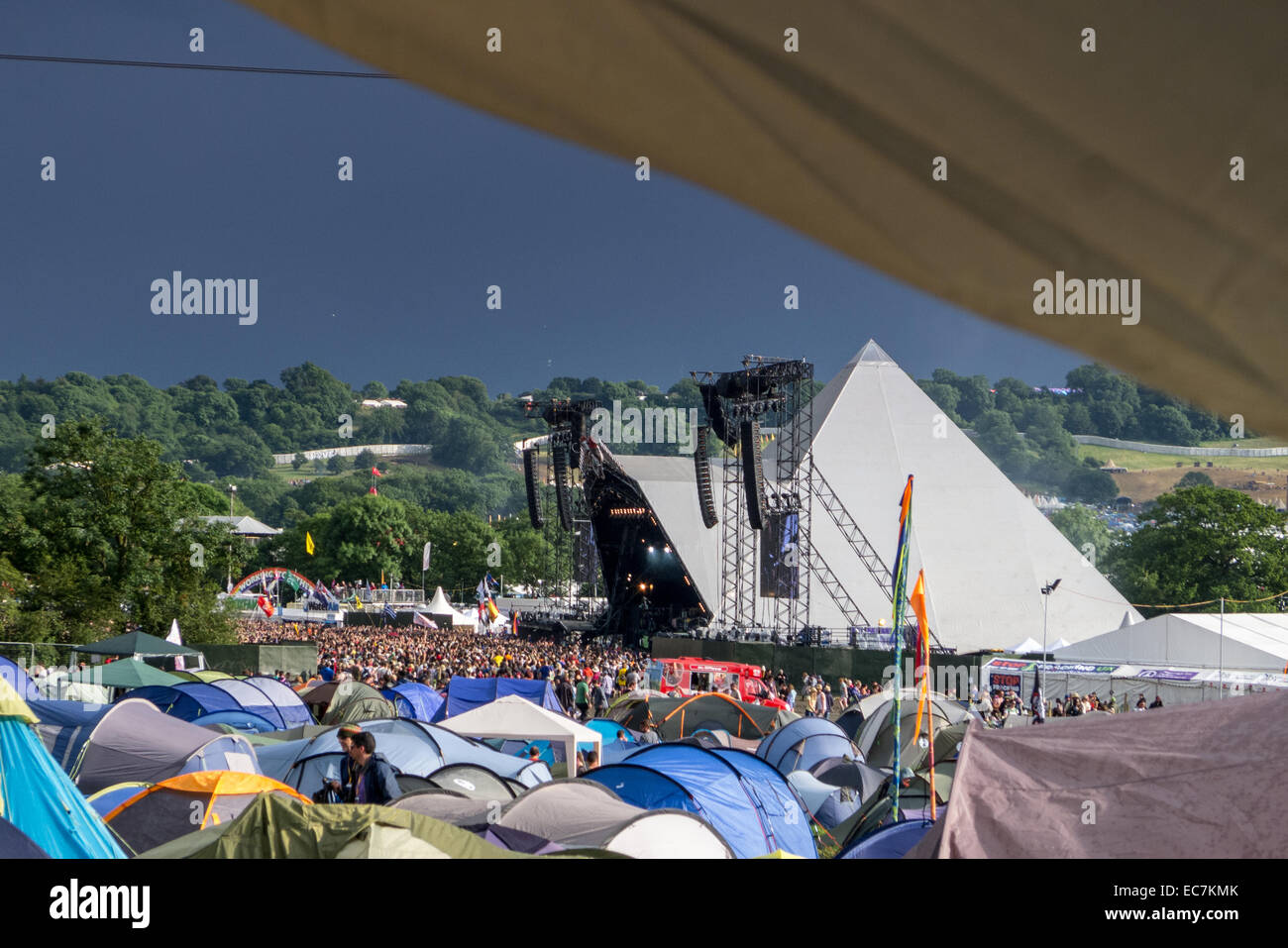La fase della piramide presso il festival di Glastonbury nel Somerset, Inghilterra. Foto Stock