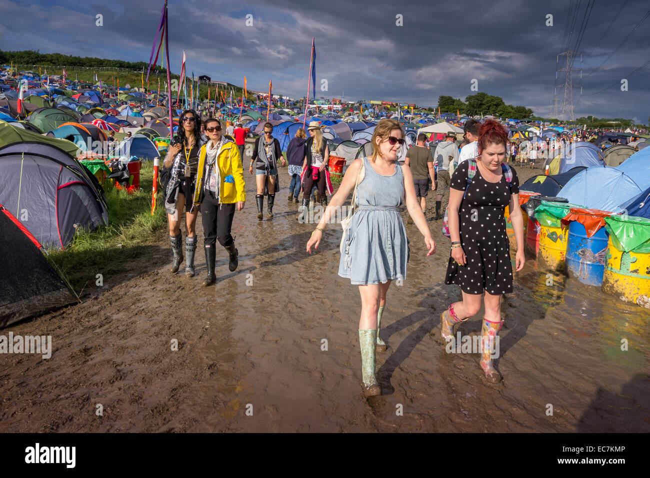 Il festival di Glastonbury nel Somerset, Inghilterra. Foto Stock