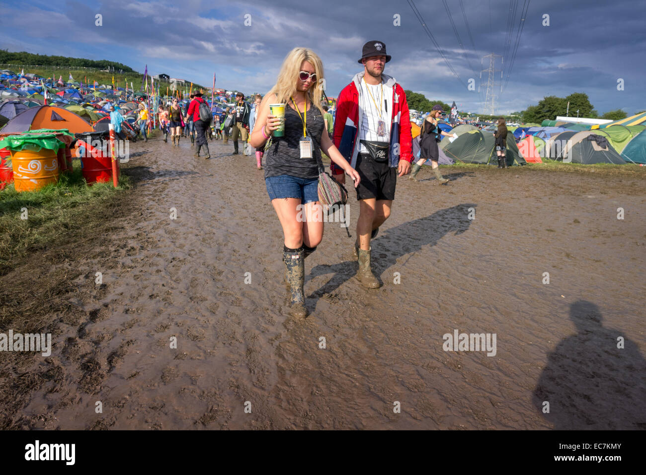 Il festival di Glastonbury nel Somerset, Inghilterra. Foto Stock