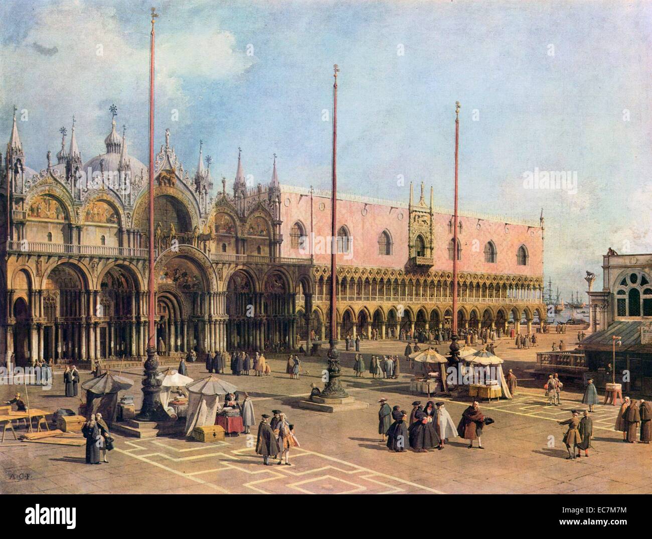 La pittura di Canaletto; mostra un lato della Basilica di San Marco. Un dipinto del Canaletto da circa 1740 Foto Stock