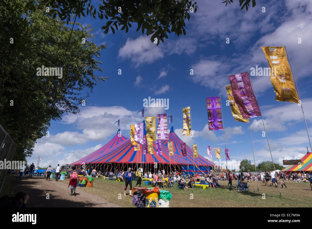 Il segnalatore acustico di tenda al festival di Glastonbury nel Somerset. Foto Stock