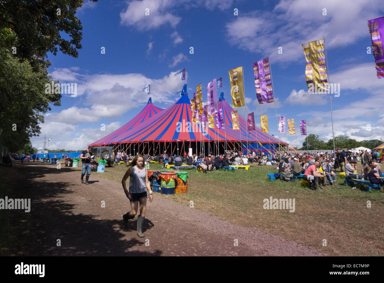 Il segnalatore acustico di tenda al festival di Glastonbury nel Somerset. Foto Stock