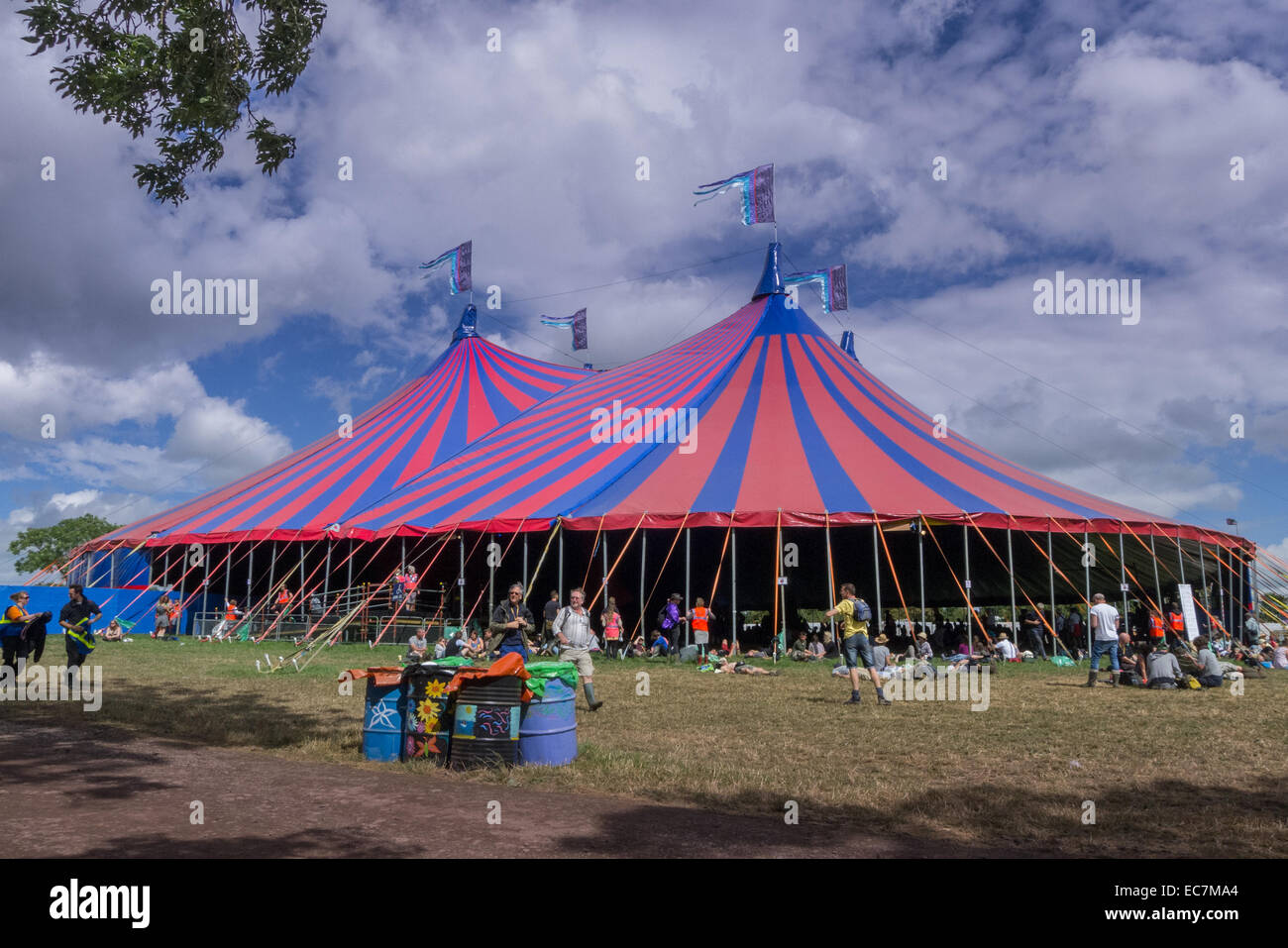 Il segnalatore acustico di tenda al festival di Glastonbury nel Somerset. Foto Stock