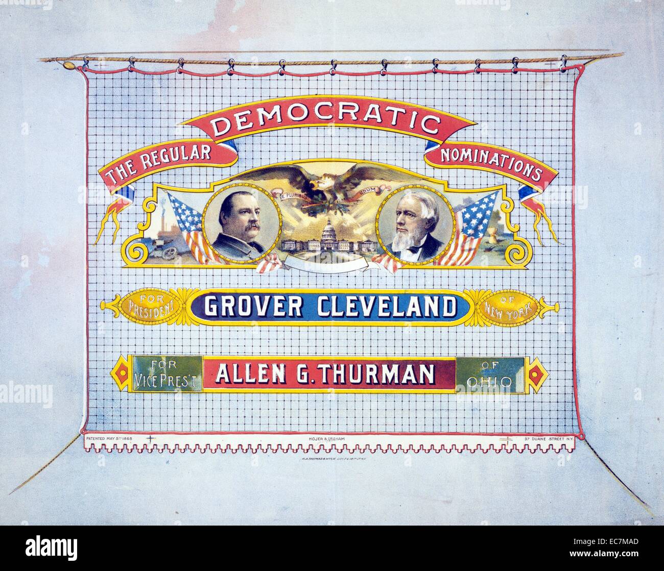 Regolare la nomination democratica: presidente Grover Cleveland di New York. Per il Vice Presidente, Allen G. Thurman dell'Ohio. Foto Stock