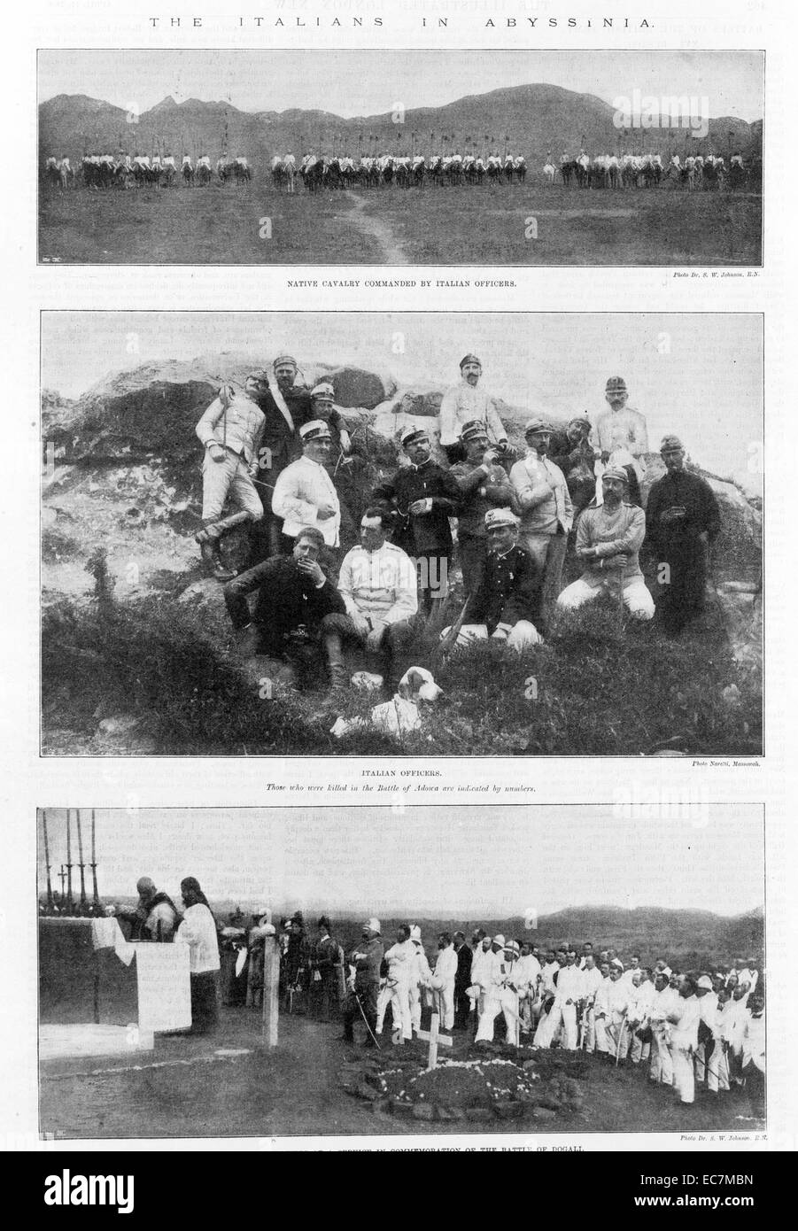 Gli italiani in Abissinia durante la guerra Italo-Ethiopian. L'Etiopia è stata sostenuta da Russia e Francia che in ultima analisi ha vinto la guerra che ha portato al crollo del governo italiano. Foto Stock