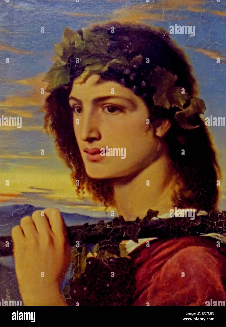 Bacchus, 1867 da Simeone Solomon (1840-1905). Inglese Pre-Raphaelite  pittore. Olio su tela. Questo dipinto raffigura un giovane uomo vestito da  Bacco, il dio del vino. Probabilmente dipinto da un modello italiano Foto
