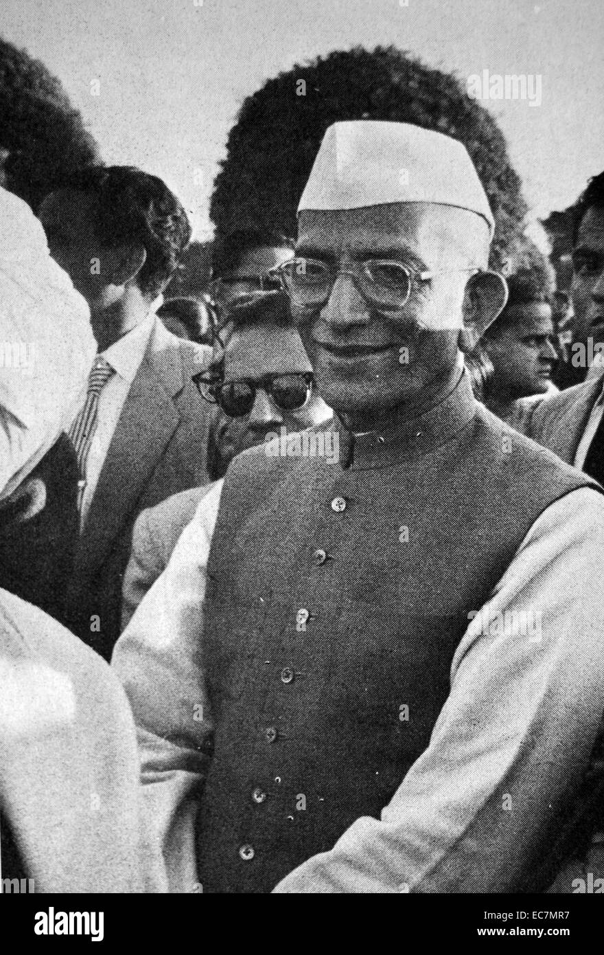 Morarji Desai (29 Feb 1896 - 10 Aprile 1995), il Primo Ministro dell'India dal 1977 - 1979. Foto Stock