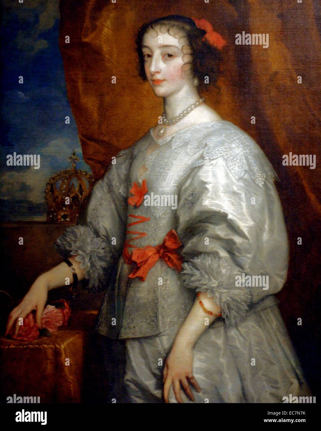 Regina Henrietta Maria da Sir Anthony Van Dyck (1599-1641) olio su tela. Henrietta Maria di Francia sposato Charles 1 nel 1625. Van Dyck pittore il suo ritratto nel 1632. Foto Stock
