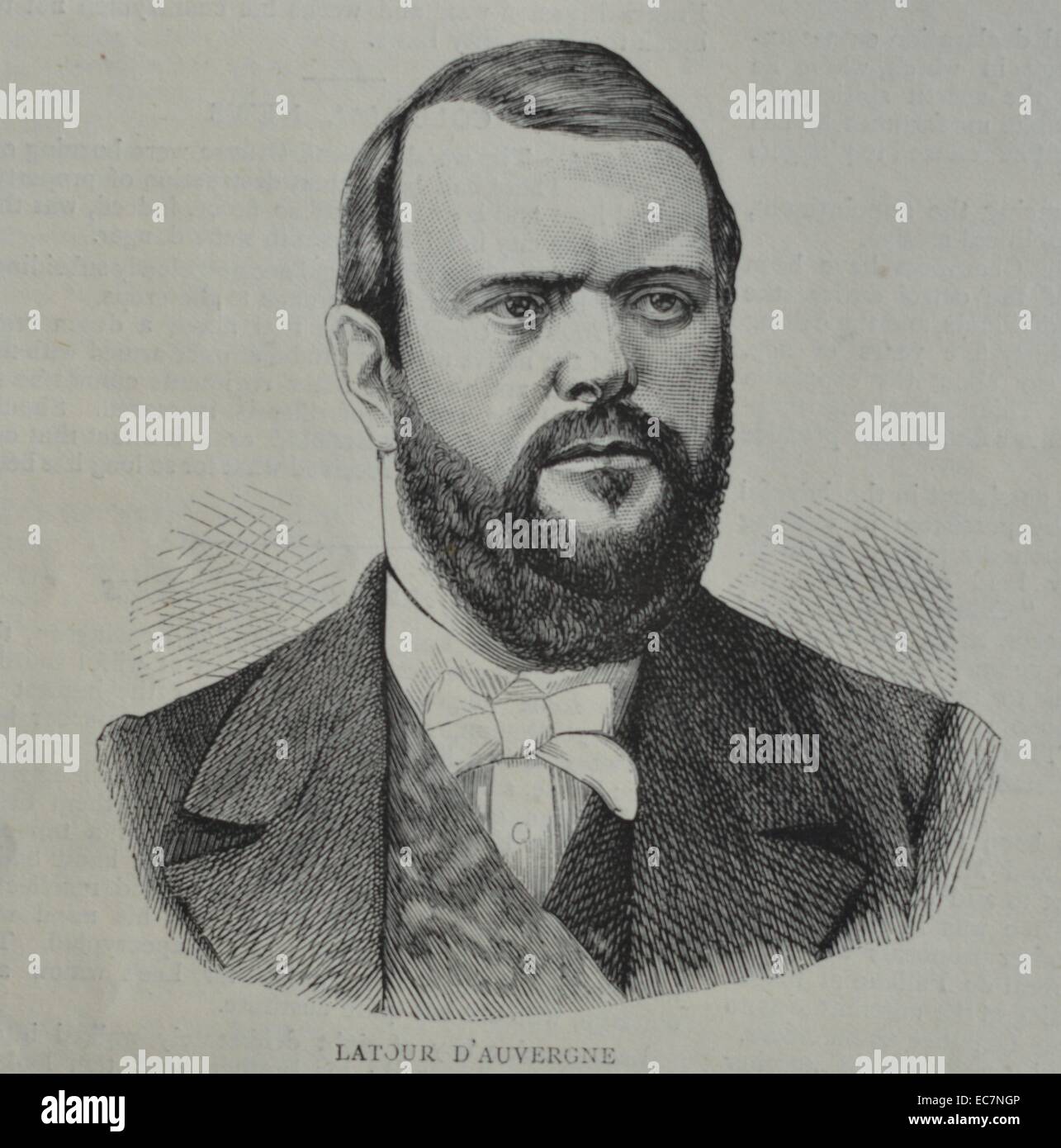 Incisione di Henri de La Tour d'Auvergne (1823-1871) il terzo barone dell Impero di La Tour d'Auvergne e il marchese de Saint-Paulet la morte di suo padre. Datata 1870 Foto Stock