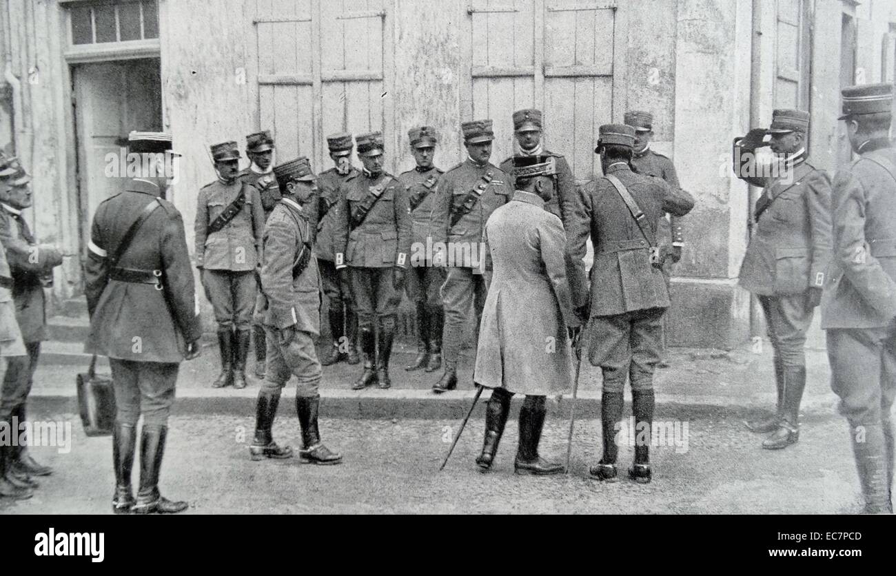 Incontro tra italiano e generali francesi durante la prima guerra mondiale Foto Stock