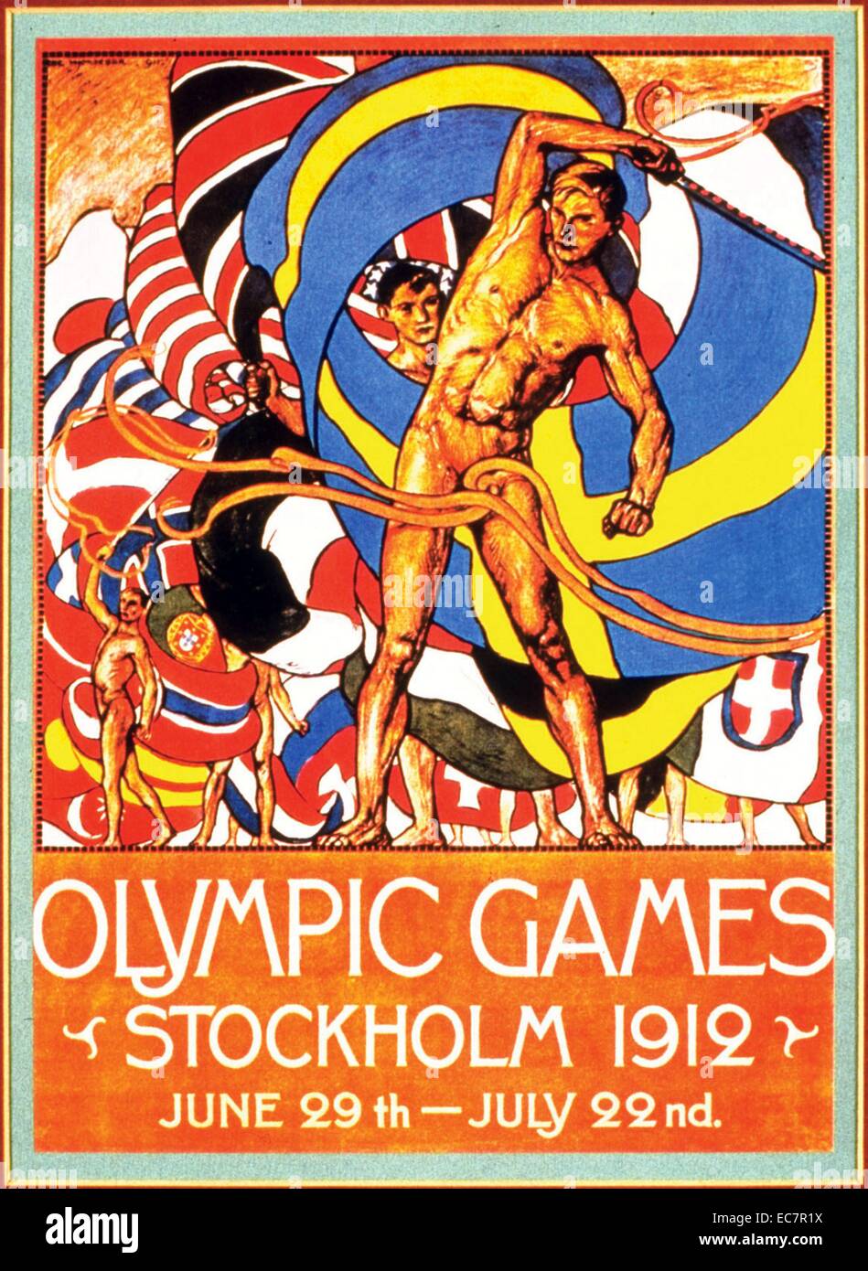 Colore poster pubblicitari di Stoccolma i Giochi olimpici. Datata 1912 Foto Stock