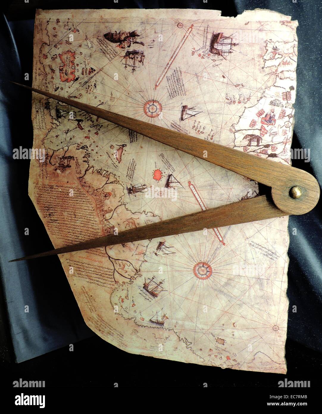 Piri Reis (1465-1554) Le mappe di Piri Reis, ammiraglio della flotta turca, sono incredibilmente accurate e mostrano molto il mondo era stata esplorata dal 1500. Nato a Gallipoli in 1465, Piri Reis ha trascorso la maggior parte della sua vita in mare. In tra le battaglie navali, ha prodotto una serie di mappe del mondo conosciuto. La sua prima mappa del mondo è stata completata nel 1513. Questa mappa è il primo a mostrare il oceano Atlantico costa del Nord e Sud America. Foto Stock