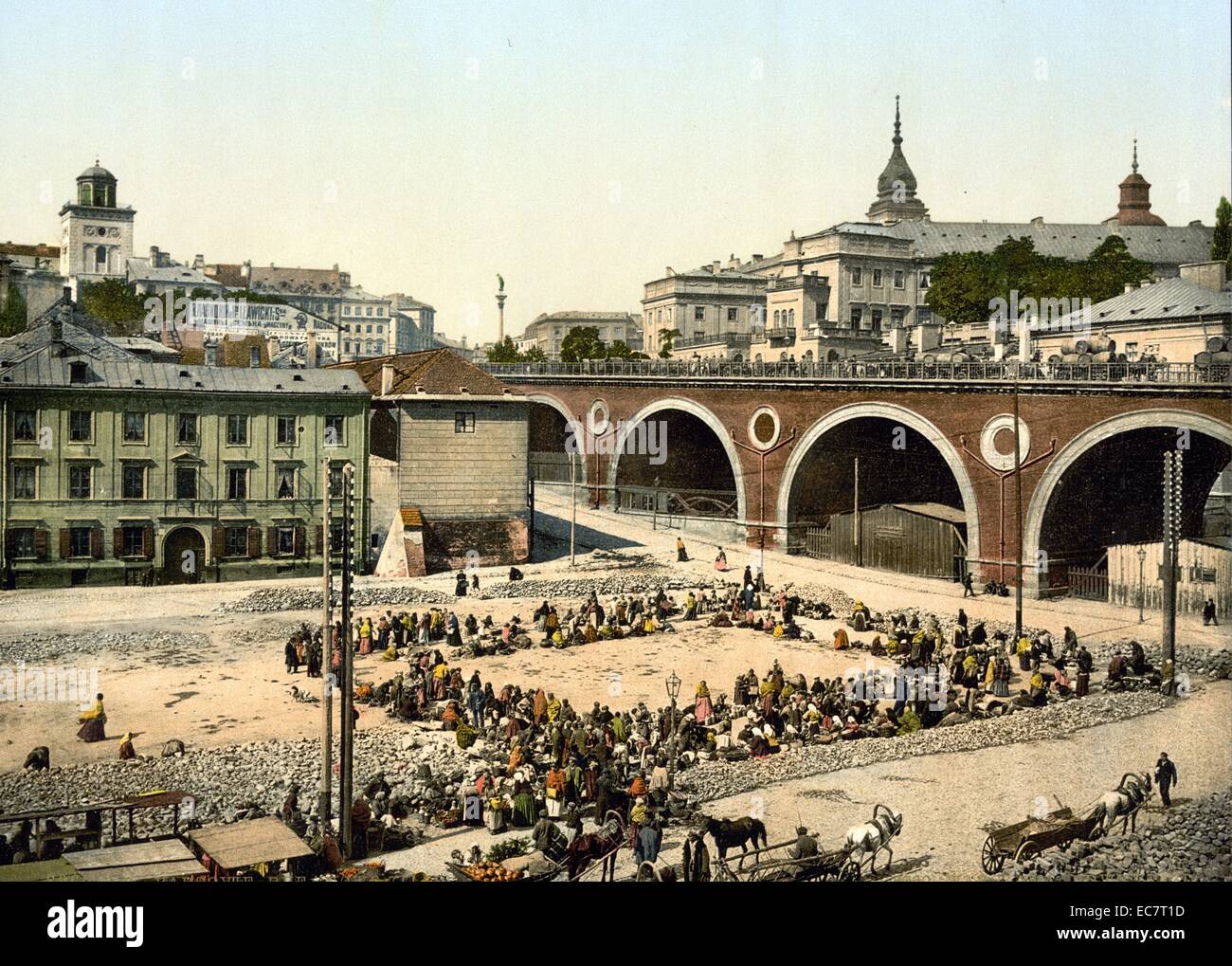 Stampa a colori di Zjazd Street, Varsavia, Russia. Varsavia è ora la capitale della Polonia, poiché è diventato un paese indipendente nel 1919. La foto è detto essere datata intorno al 1890-1900. Foto Stock