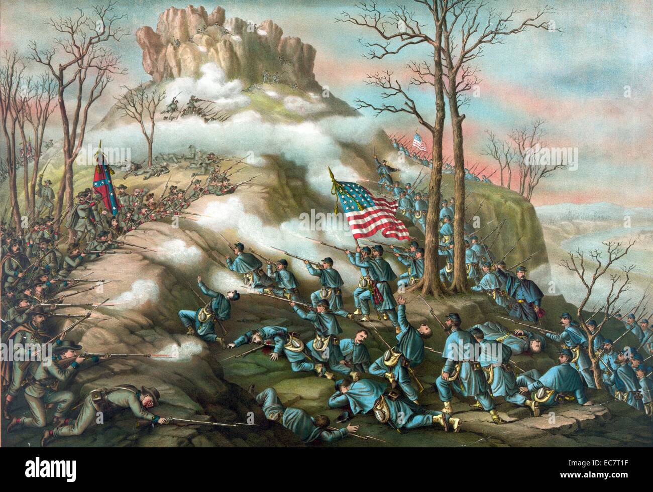 Parte della Guerra Civile Americana - La battaglia di Pea Ridge, Northwest Arkansas 1862. Foto Stock