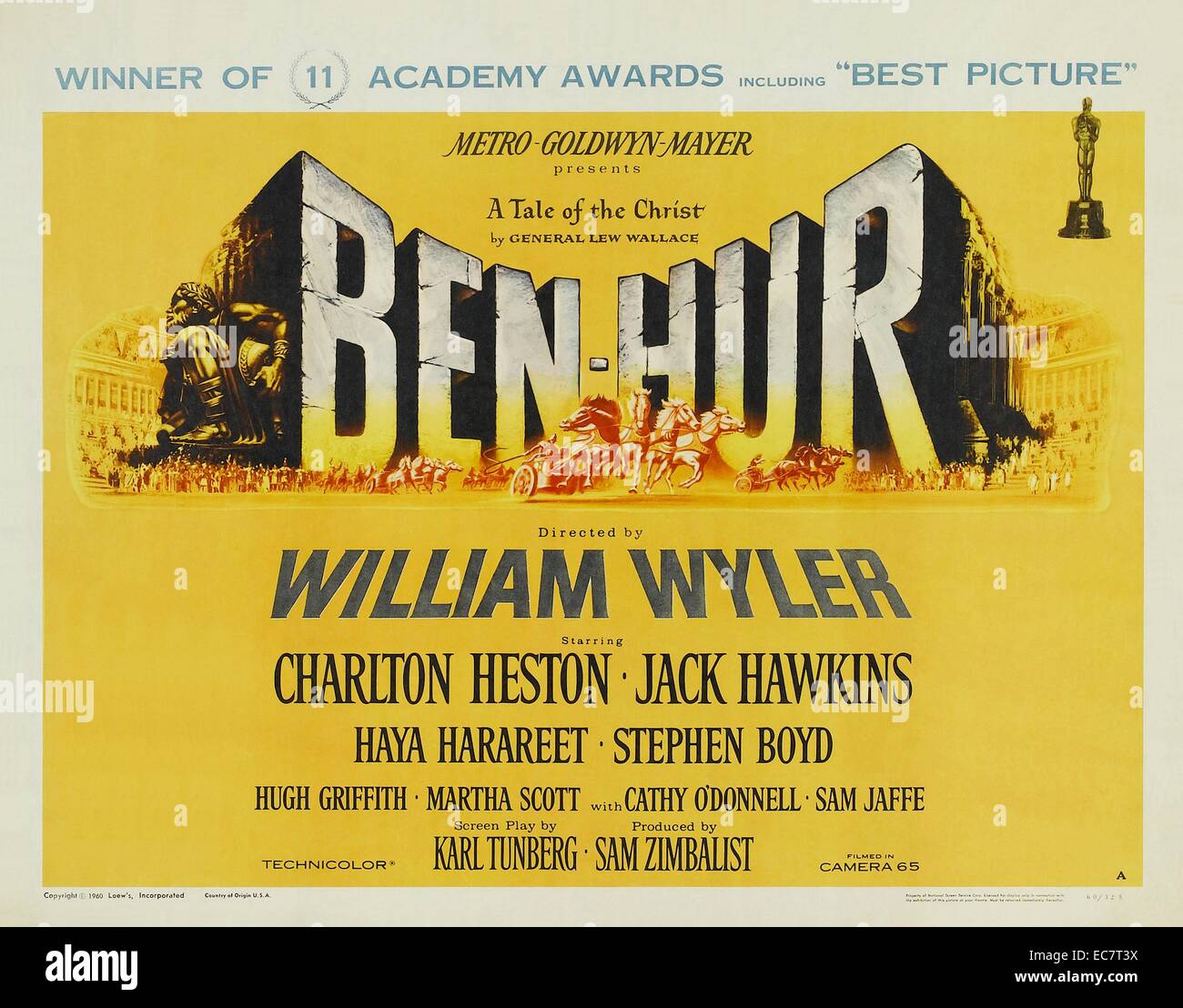 Ben-Hur 1959 è una American epico dramma storico film diretto da William Wyler e interpretato da Charlton Heston, Stephen Boyd e Jack Hawkins. Un remake del 1925 il film muto con lo stesso nome, Ben-Hur è stato adattato da Lew Wallace's 1880 Romanzo Ben-Hur: un racconto del Cristo. Foto Stock