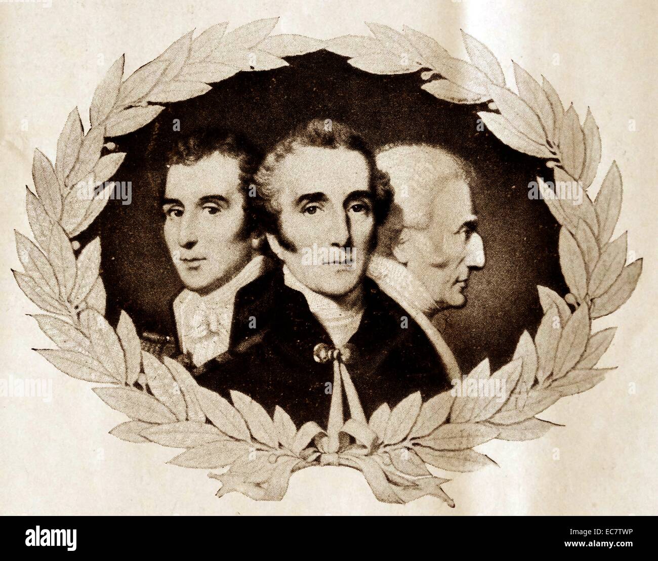 Tre di fronte il Ritratto del duca di Wellington. Maresciallo di Campo Arthur Wellesley; primo duca di Wellington; (1769 - 14 settembre 1852); soldato britannico e più Foto Stock