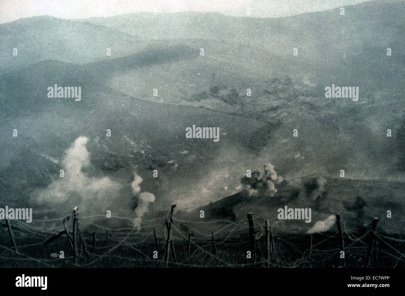 Campo di battaglia con il tedesco trincee a Braunkop; 1916 Foto Stock