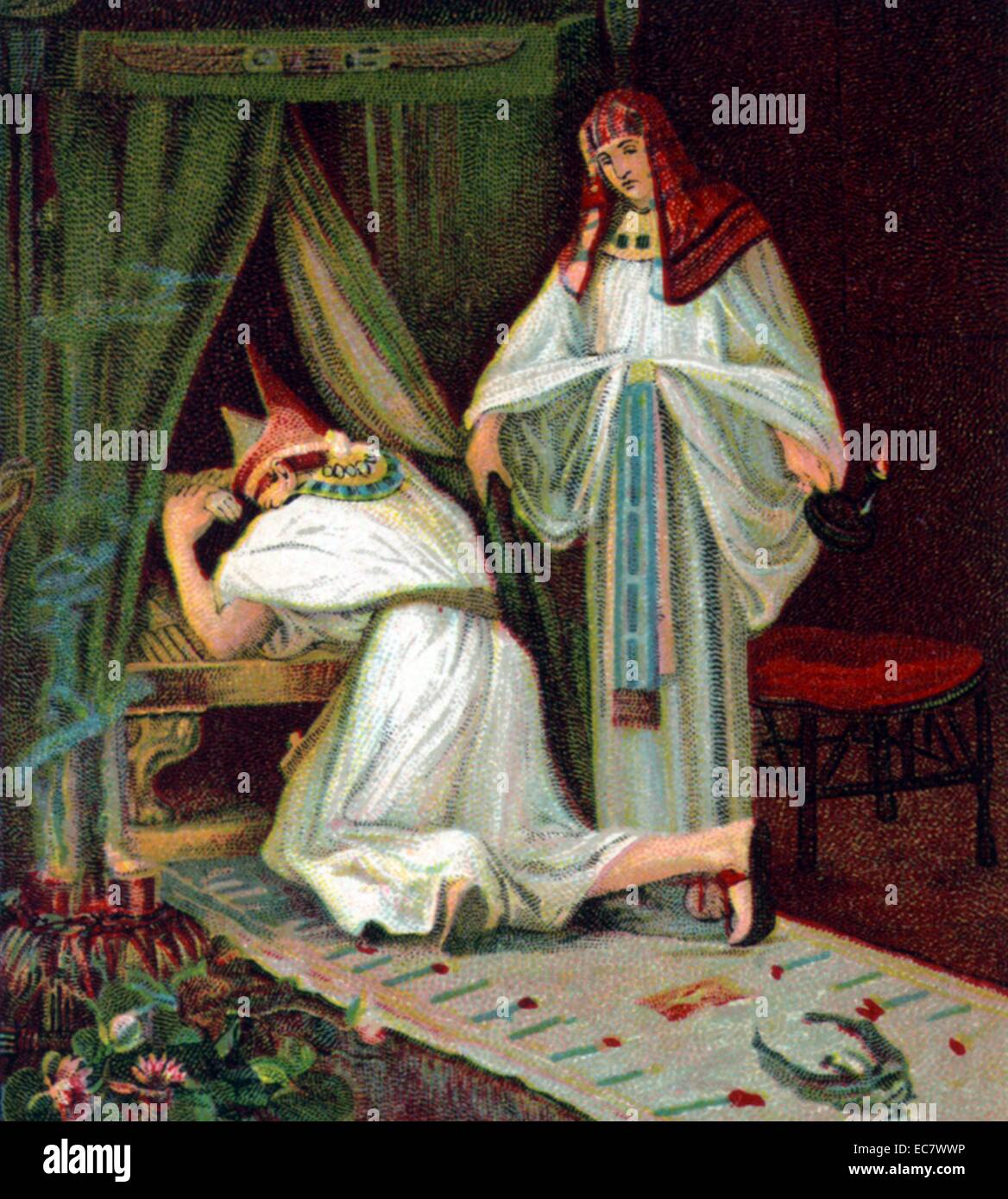 Foto lezione pubblicato dalla American Battista Società di pubblicazione, [tra il 1900 e il 1913]. mostrano scene dal Vecchio Testamento racconti biblici su Mosè la vita. Il faraone graves alla morte di suo figlio. Una delle dieci piaghe d'Egitto Foto Stock