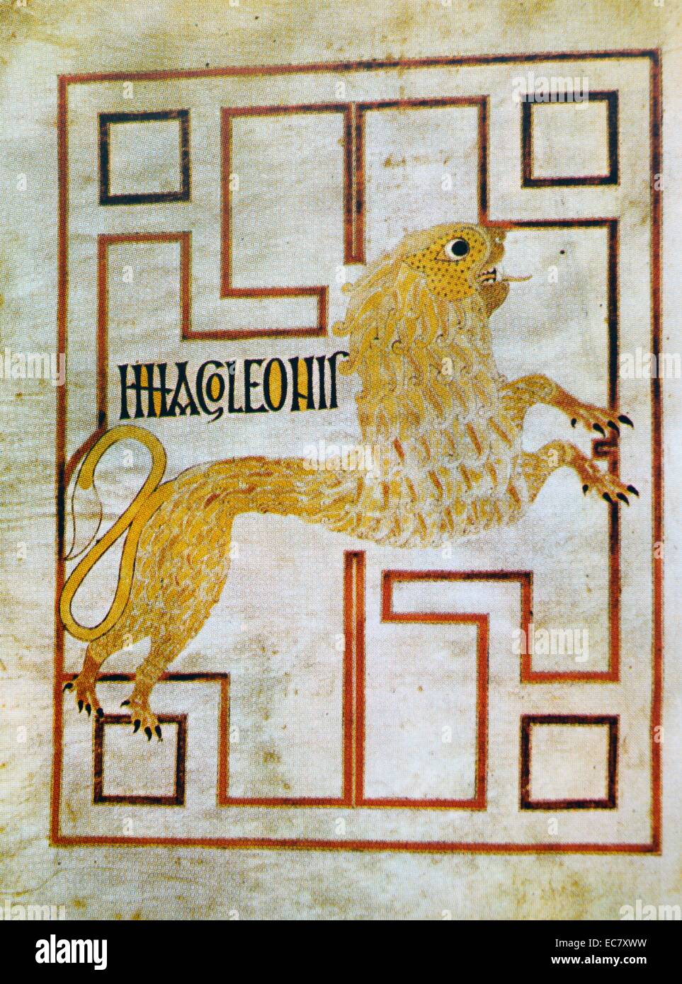 Le lettere XPI, dal Libro di Kells, ottavo secolo, manoscritto. È su questo manoscritto che la maggior parte delle usuali definizioni di stile irlandese sono basati. Foto Stock