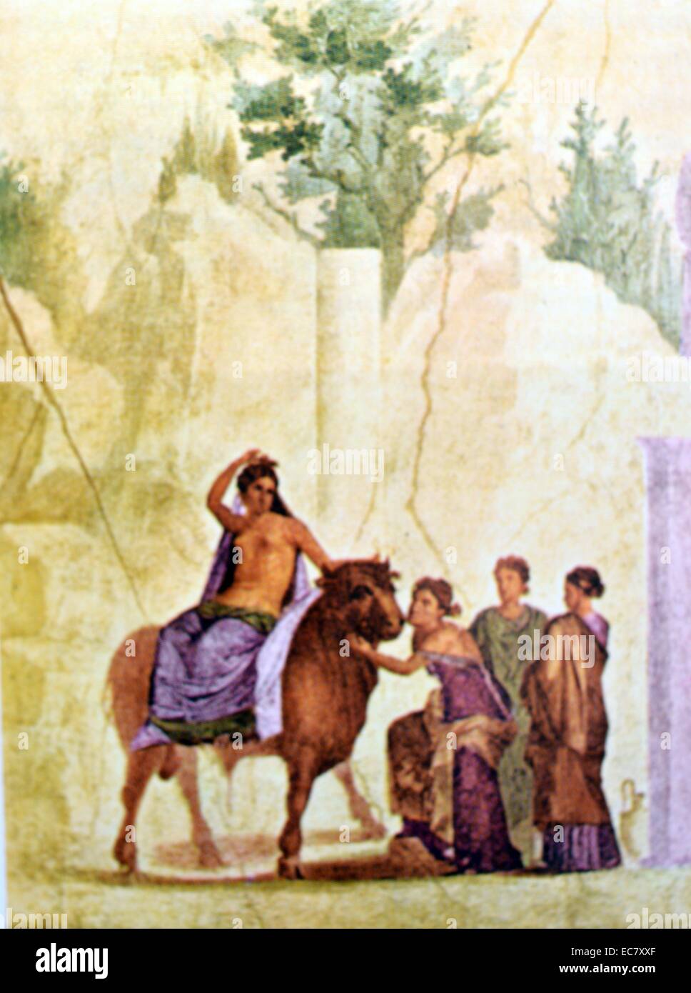 Europa e Boll. Pittura murale dalla casa del punito Cupido. Pompei, terzo stile pompeiano. Annuncio circa 10. Liberamente imitato da un prototipo di età ellenistica. Foto Stock