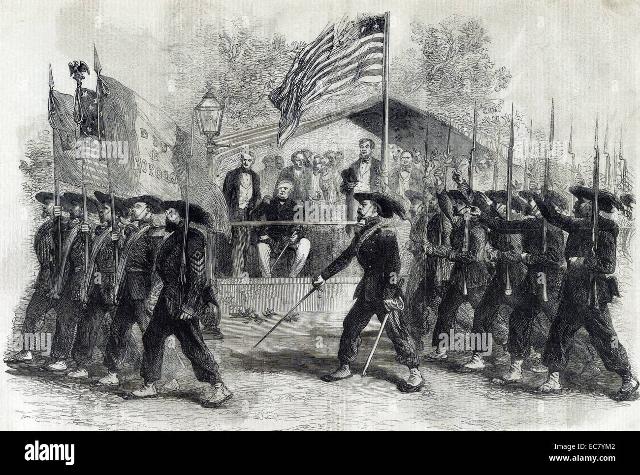 Uomini in uniforme del Garibaldi reggimento di guardia Foto Stock