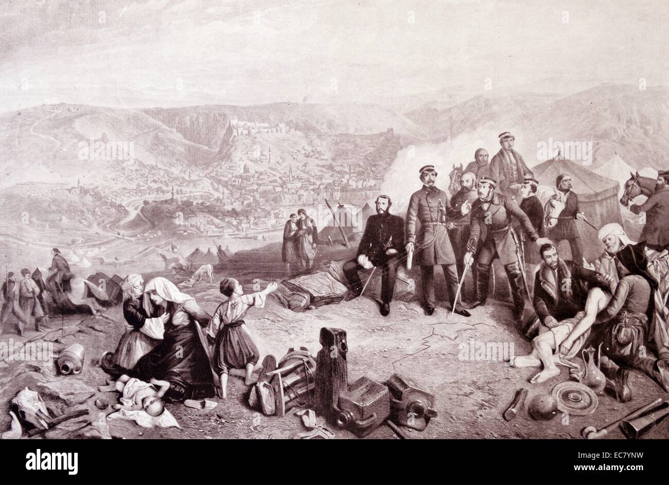 La difesa di Kars. Durante la guerra di Crimea una guarnigione ottomana britannica guidata dal ufficiali compresi Generale William Fenwick Williams mantenuto i russi a baia durante un prolungato assedio fino a costretto ad arrendersi al generale Mouravieff nel novembre 1855. Foto Stock