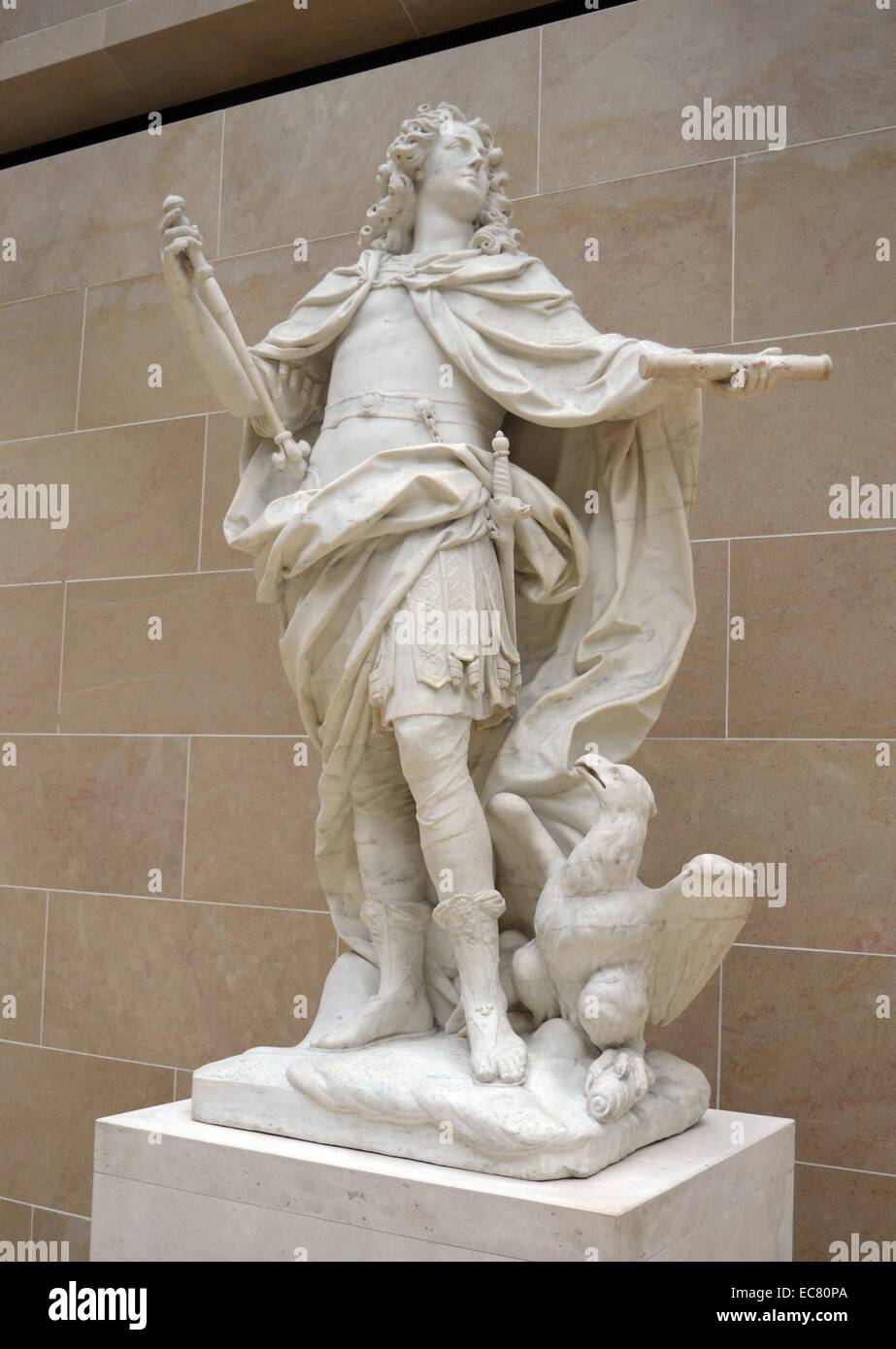 Statua in marmo di Luigi XV da Nicolas Coustou 1731 Foto Stock