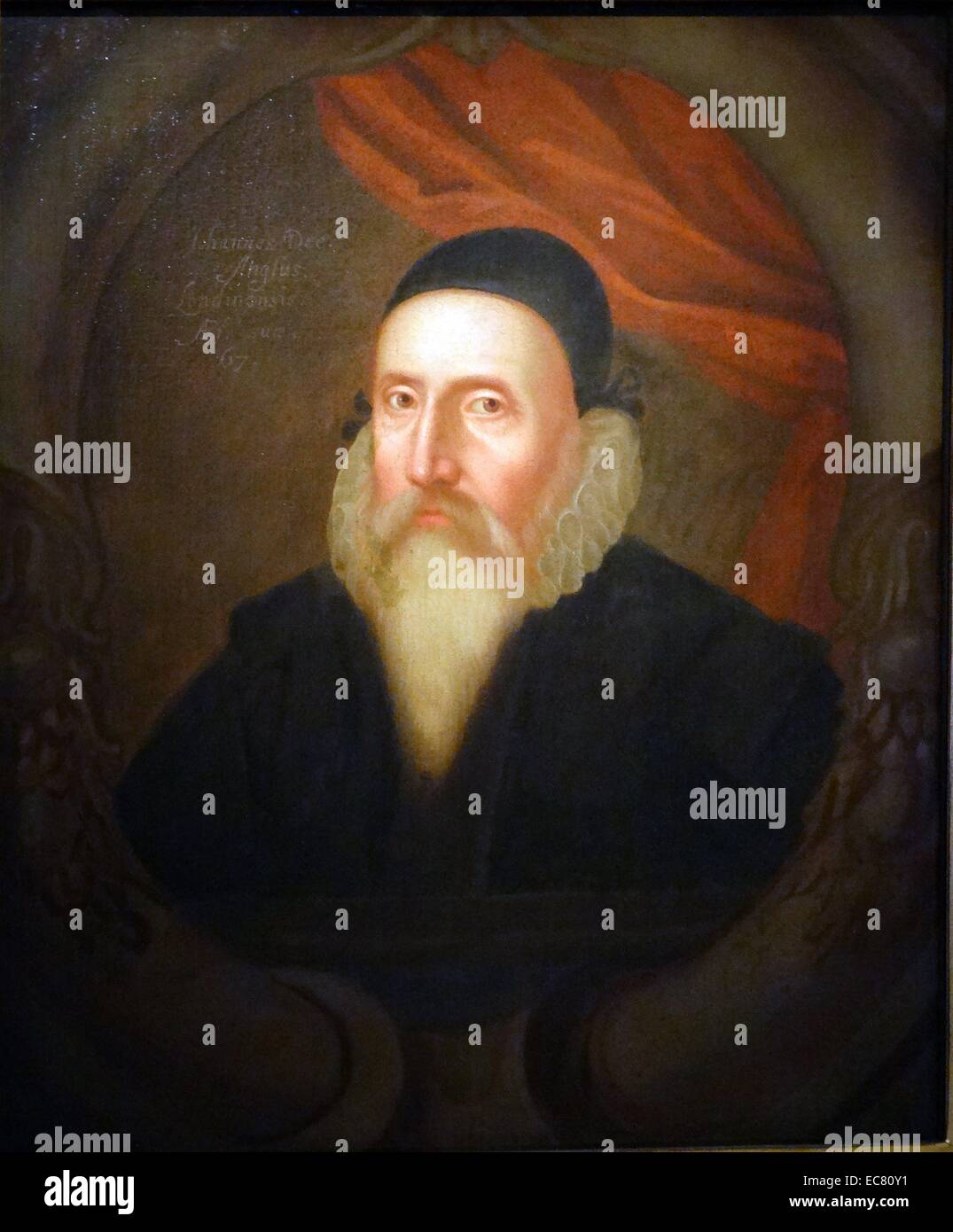 John Dee 1527-1608 astrologo alla Regina Elisabetta I, Tudor ritratto; olio su tela circa 1594 Foto Stock