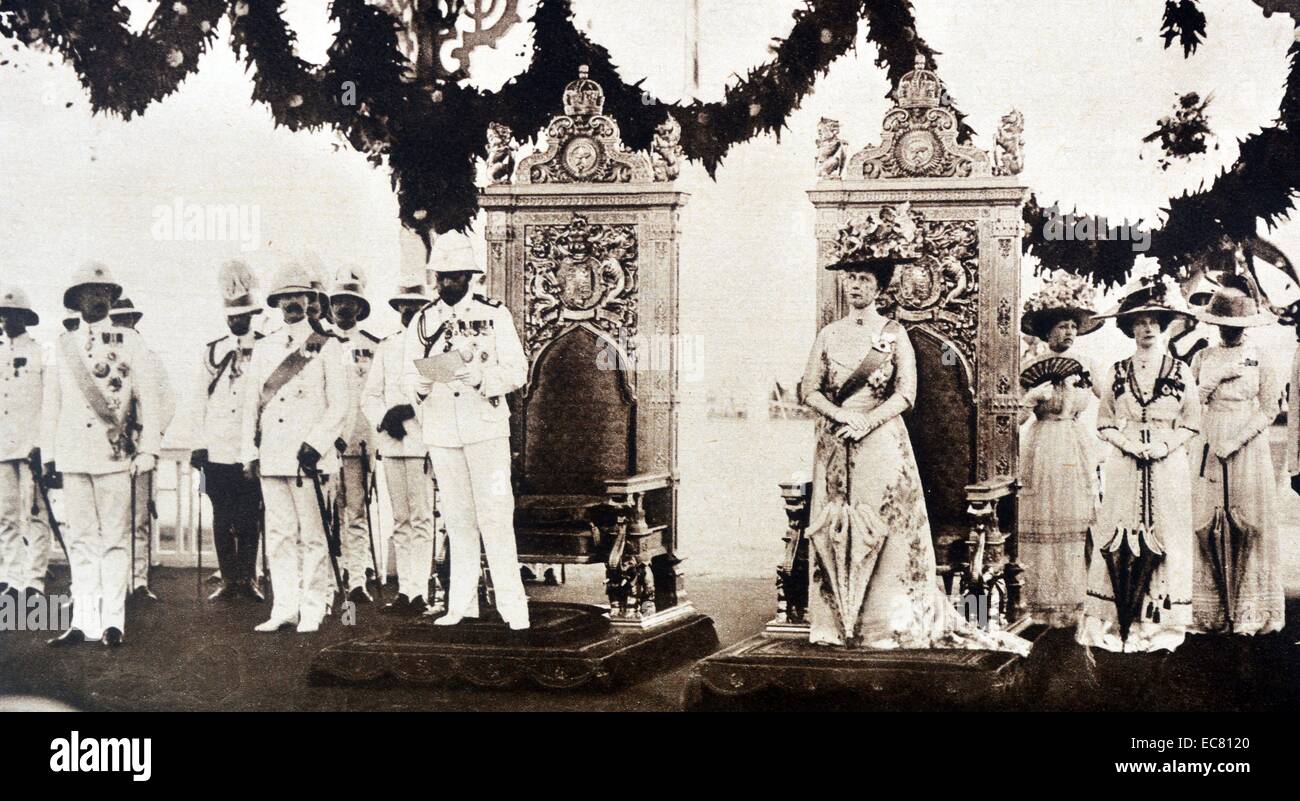 Fotografia del Royal visita in India da Re Giorgio V (1865-1935) e Queen Mary di Teck (1867-1953). Datata 1911 Foto Stock