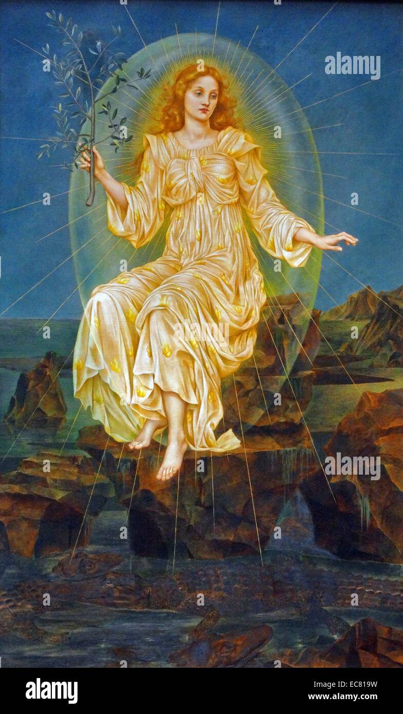 Lux e Tenebris' (Luce nelle tenebre); 1895 da Evelyn de Morgan (30 agosto 1855 - 2 Maggio 1919); inglese Pre-Raphaelite pittore. Foto Stock