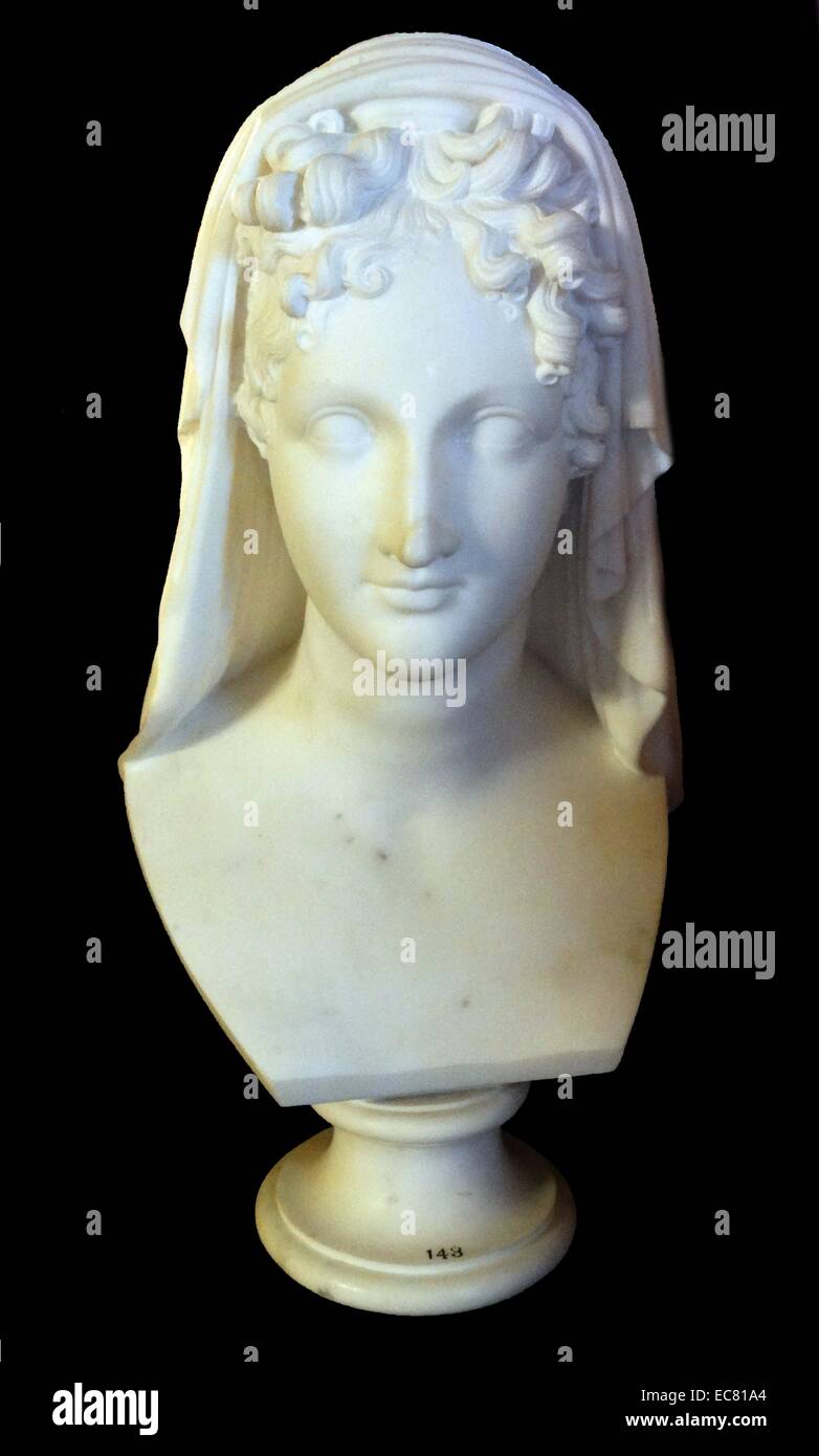 Giulietta Recamier; Busto di una scultura in stile di Canova 1754. Jeanne-Françoise Recamier (4 dicembre 1777 - 11 Maggio 1849), noto come Juliette è una società francese leader, il cui salon ha richiamato i parigini dalle principali opere letterarie e circoli politici all'inizio del XIX secolo. Foto Stock