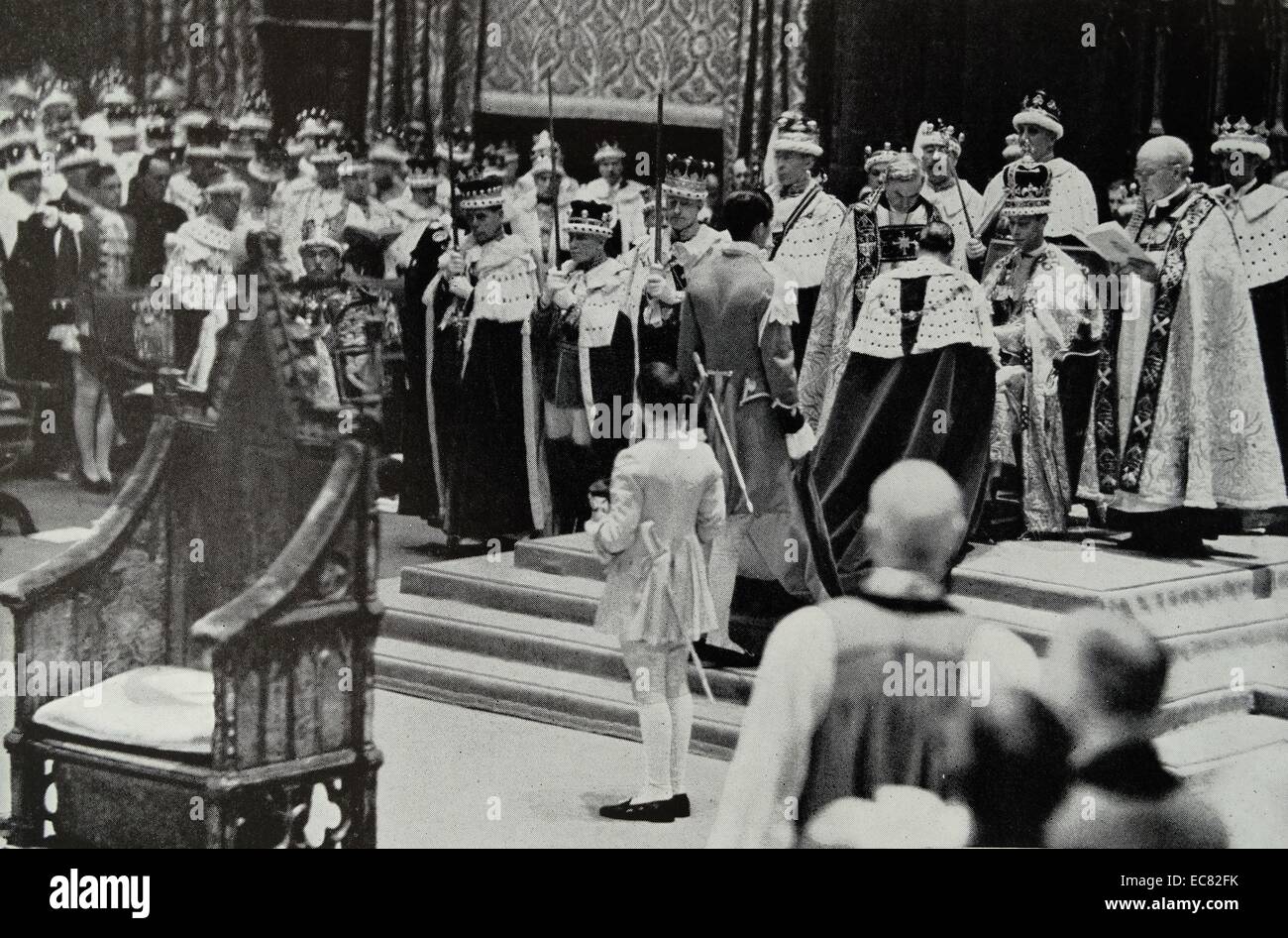 Fotografia del re George VI (1895-1952) durante la sua Incoronazione. Datata 1937 Foto Stock