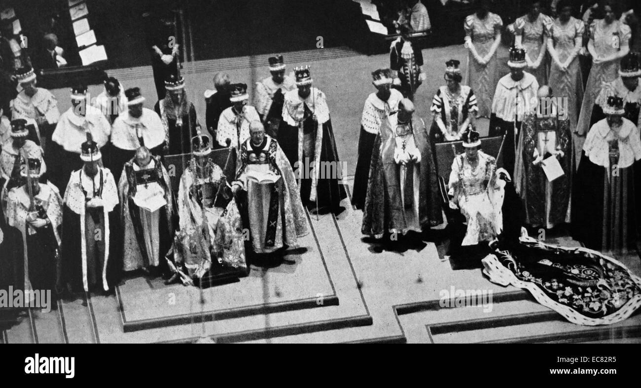 Fotografia della regina Elisabetta Regina madre (1900-2002) e il re Giorgio VI (1895-1952) immediatamente dopo la Regina della incoronazione. Datata 1937 Foto Stock