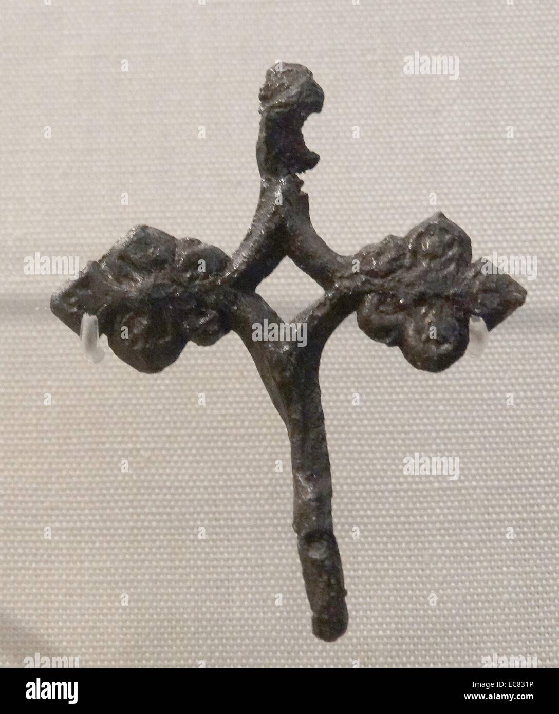 Ampolla, religiosi badge indossato dalla lingua inglese, medievale pellegrini cristiani nel XIII secolo Foto Stock